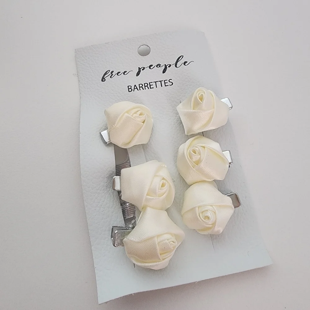 NWT Free People White Rosemary's Rose Set Of 6 Clips